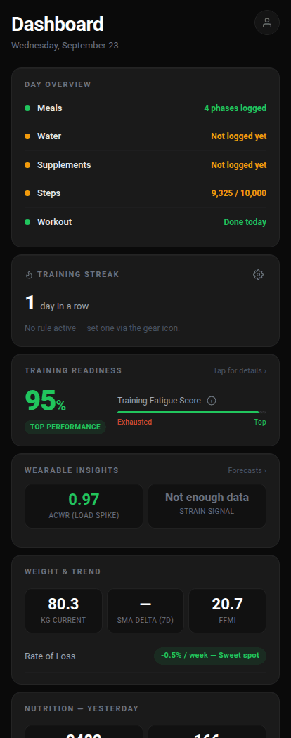 Corpus sleep & recovery screen